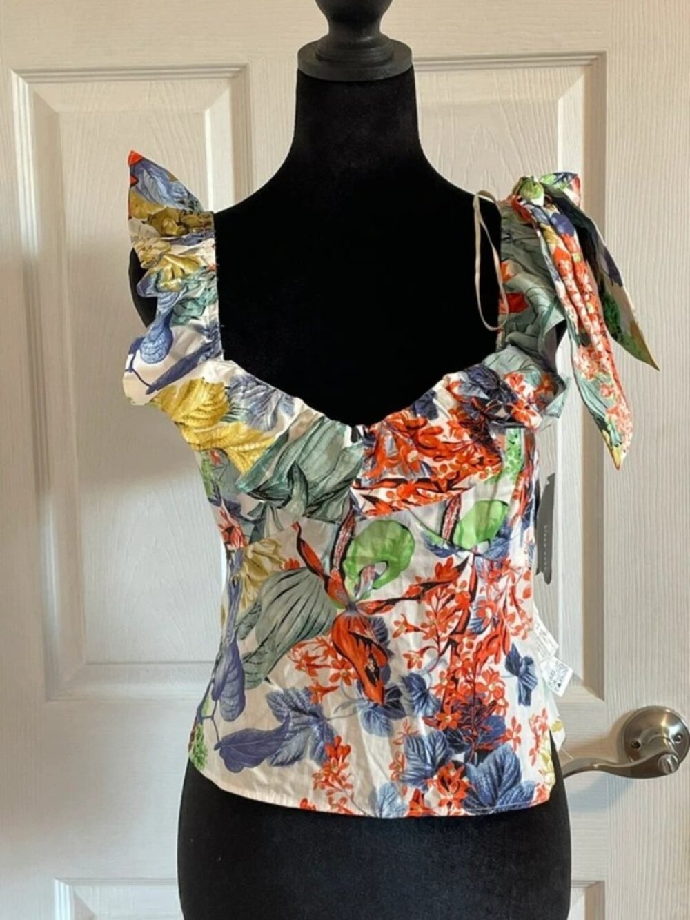 Zara Women’s Multicolor Floral Ruffle Top S NWT